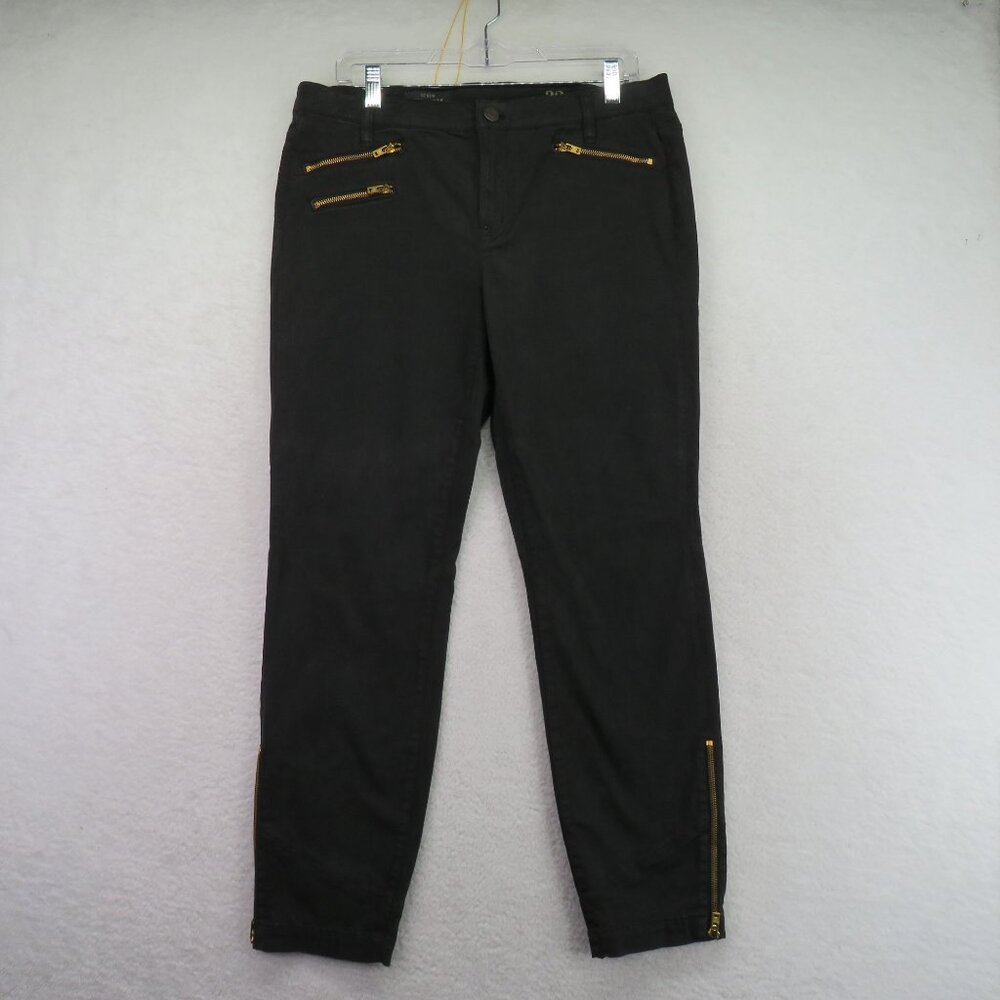 J Crew‎ Jeans Womens Size 32 Black Toothpick Skinny Ankle Gold Zippers New